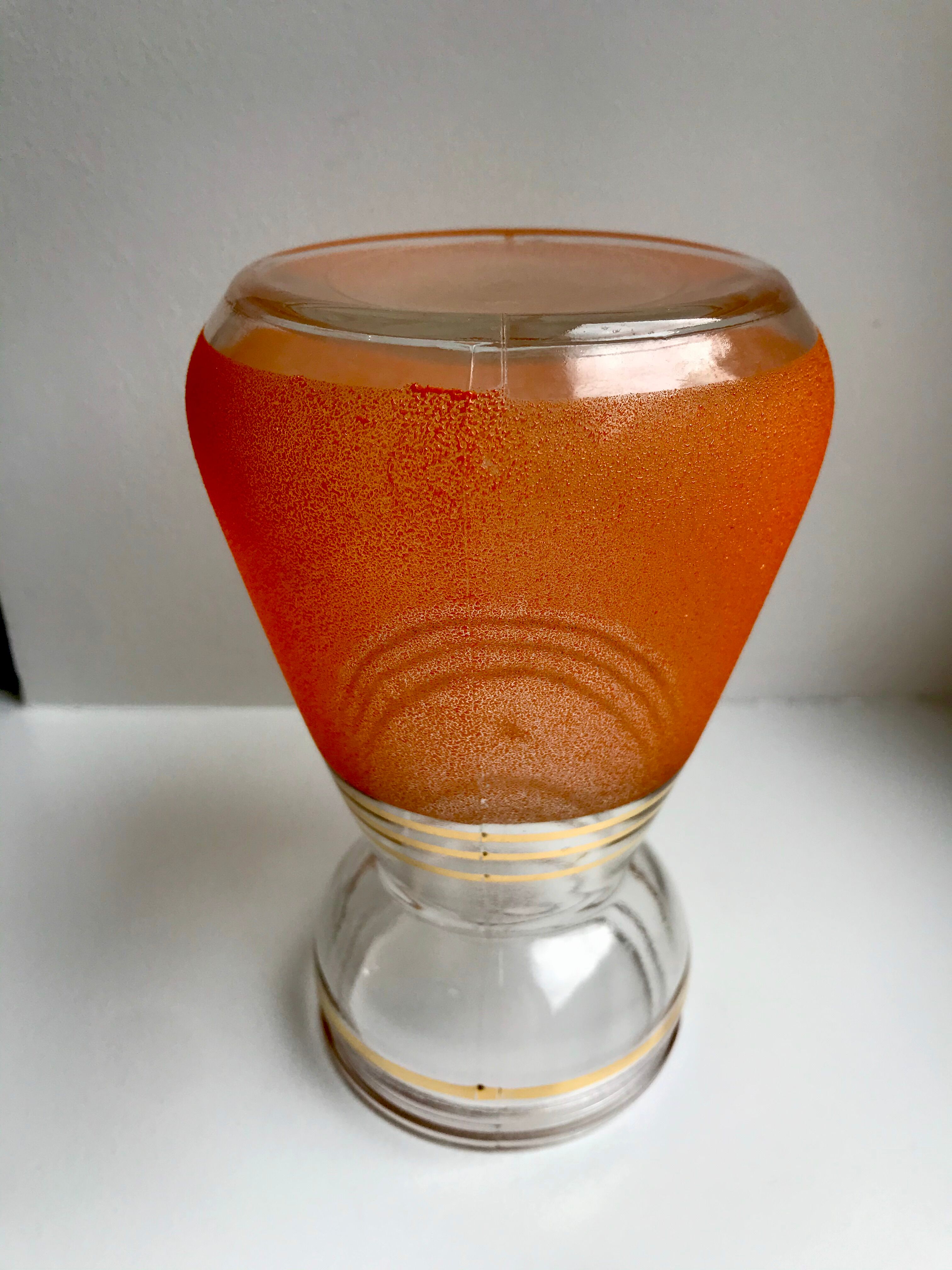 Orange granite glass vase 60s