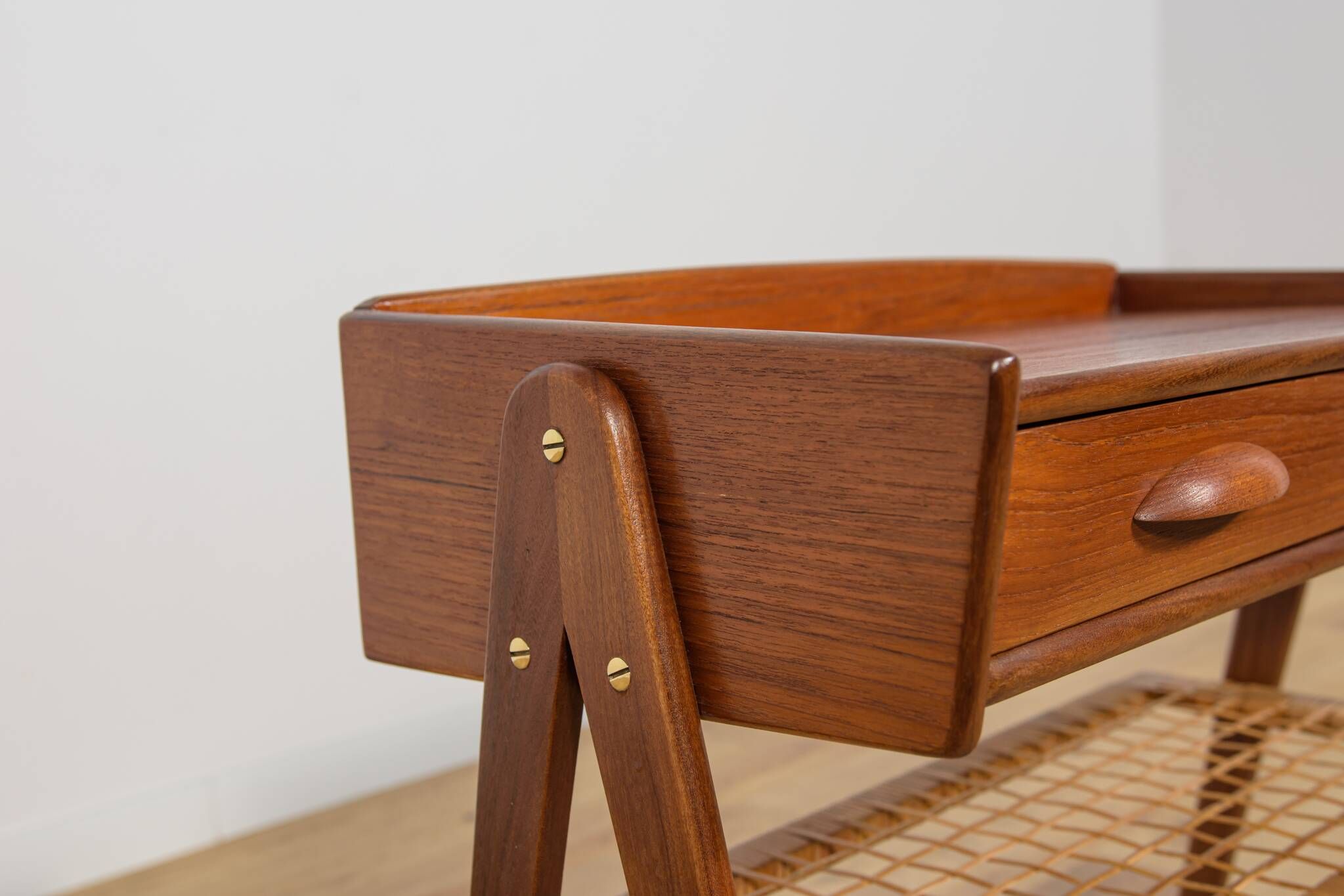 Mid Century Teak and Rattan Console Table by Søren Rasmussen, United Knigdo