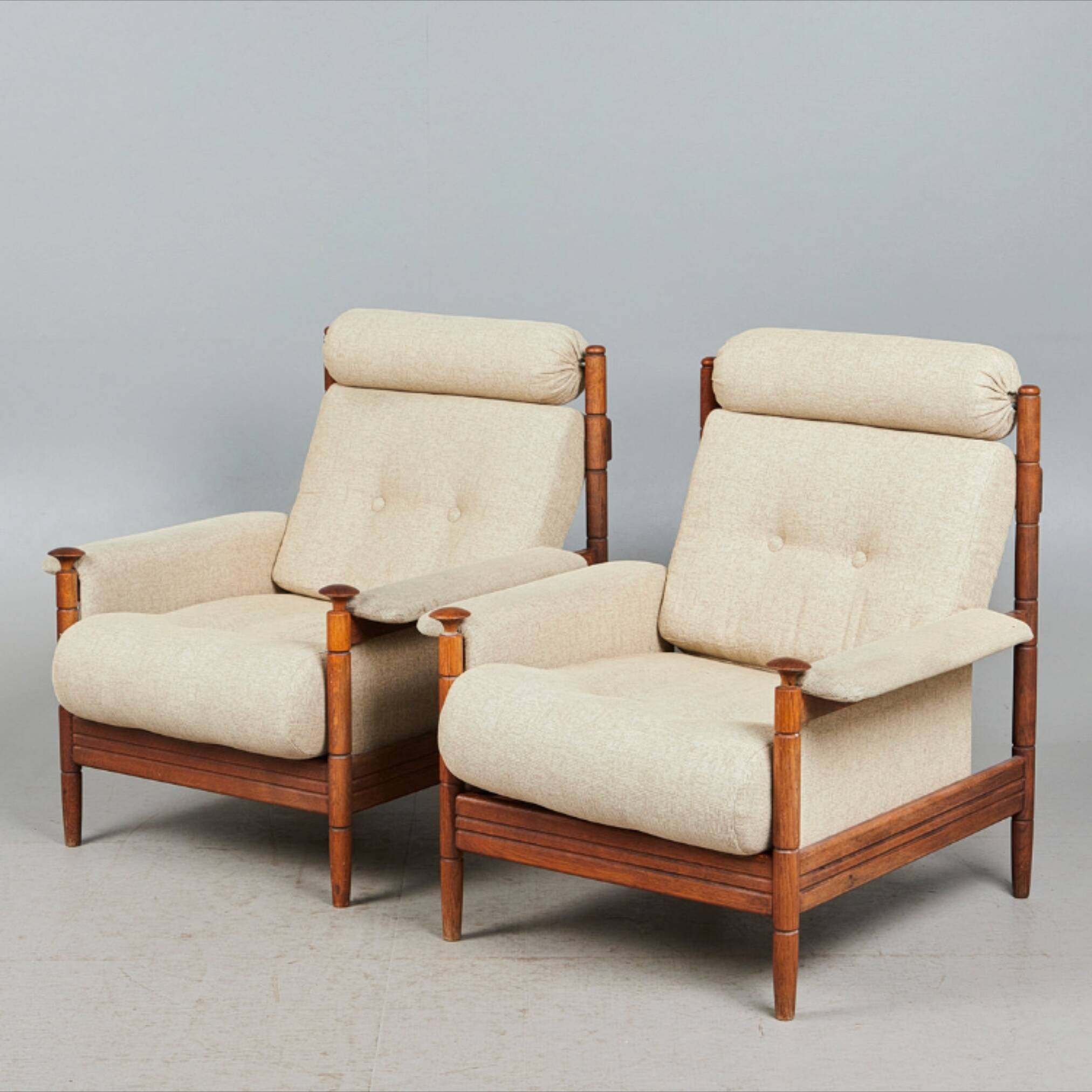 Pair midcentury Scandinavian lounge chairs, Denmark 1960s