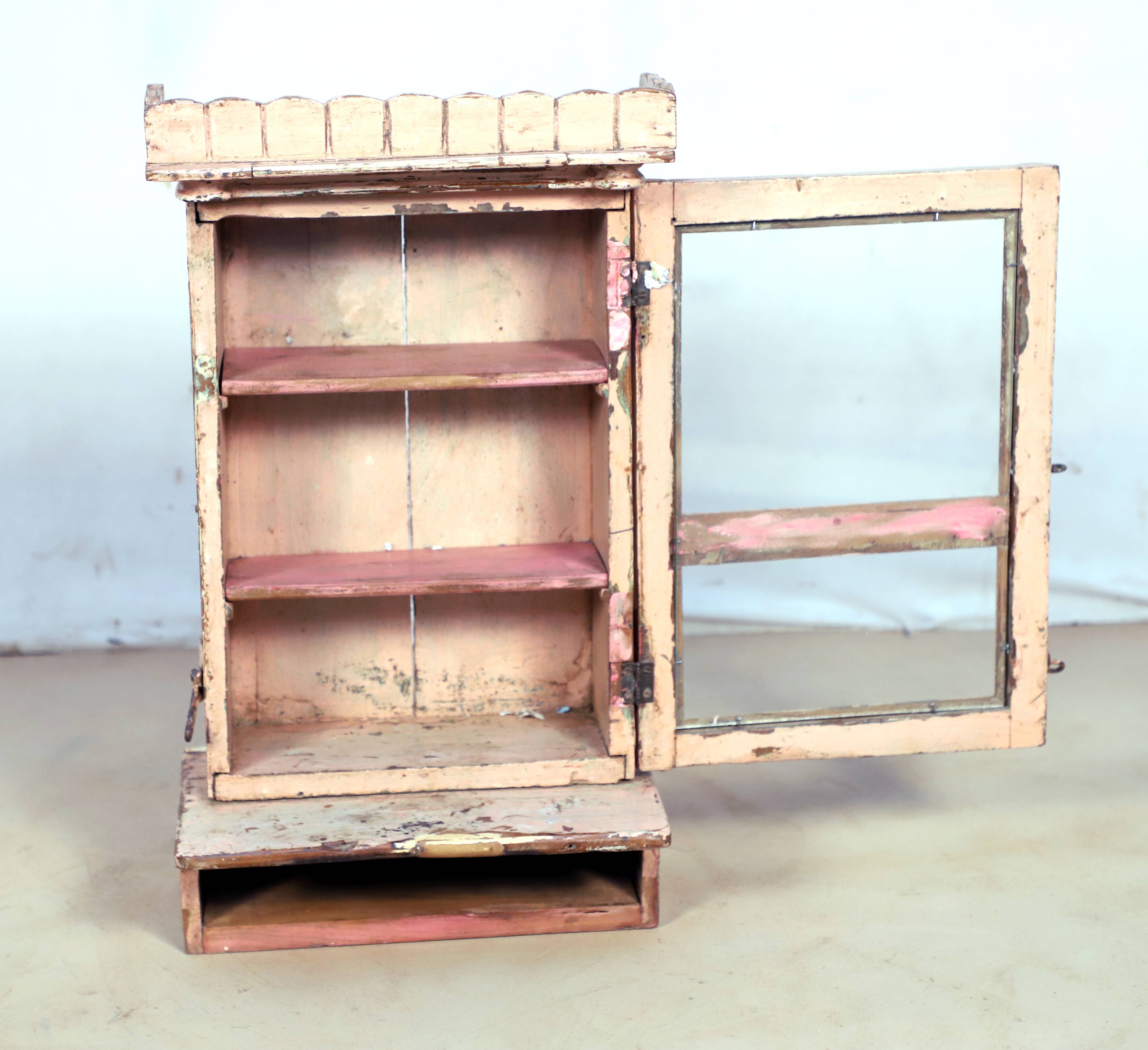 Medicine cabinet - shelf - Burmese teak wall display case
