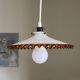 Ancienne suspension abat jour en verre opaline blanc et la bordure ondulée