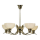 Art Deco brass chandelier with cream opaline glass, Czechoslovakia 1930s