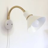 Pair of Scandinavian wall lights, white and gold metal