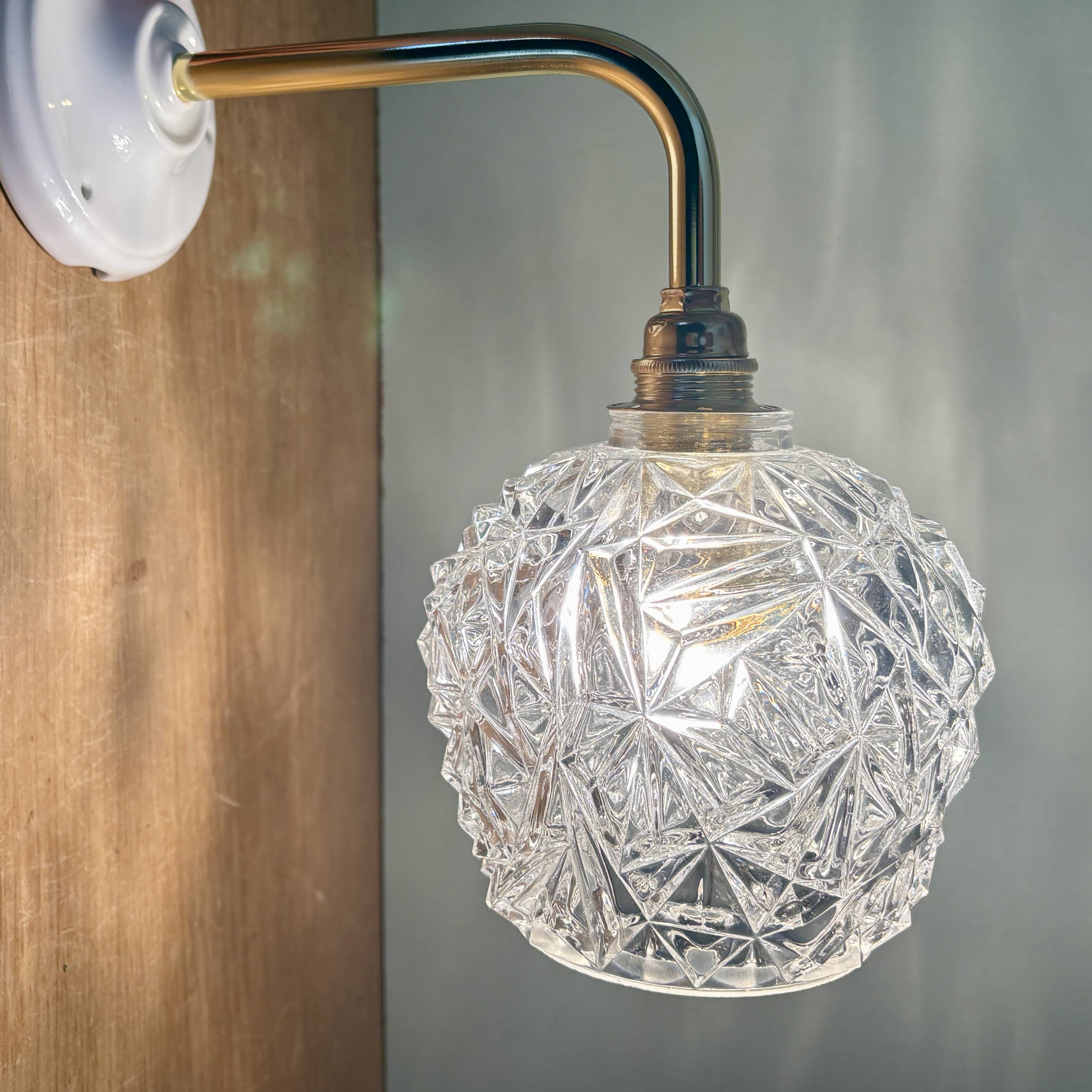 Vintage moulded glass elbow wall light