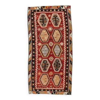 Tapis Kilim tribal fait main, 156x310Cm