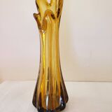 Bubbled amber glass vase from Biot