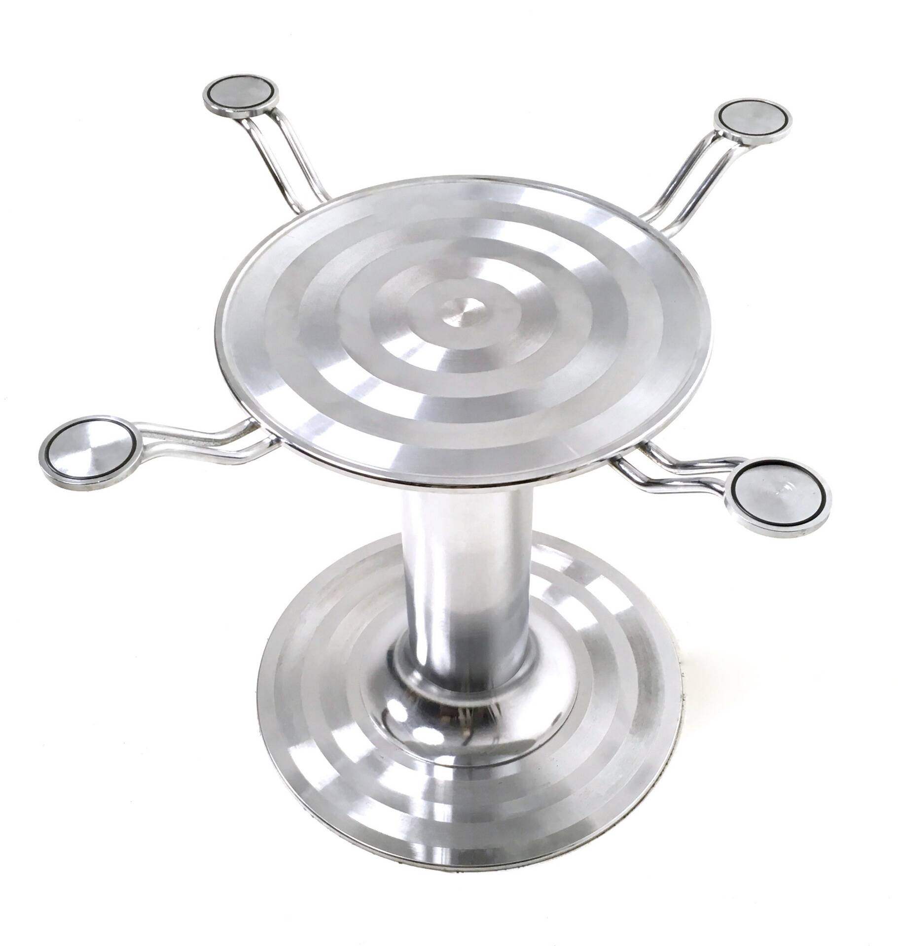 Chromed Metal Dining Table with a Round Tempered Glass Top, Italy