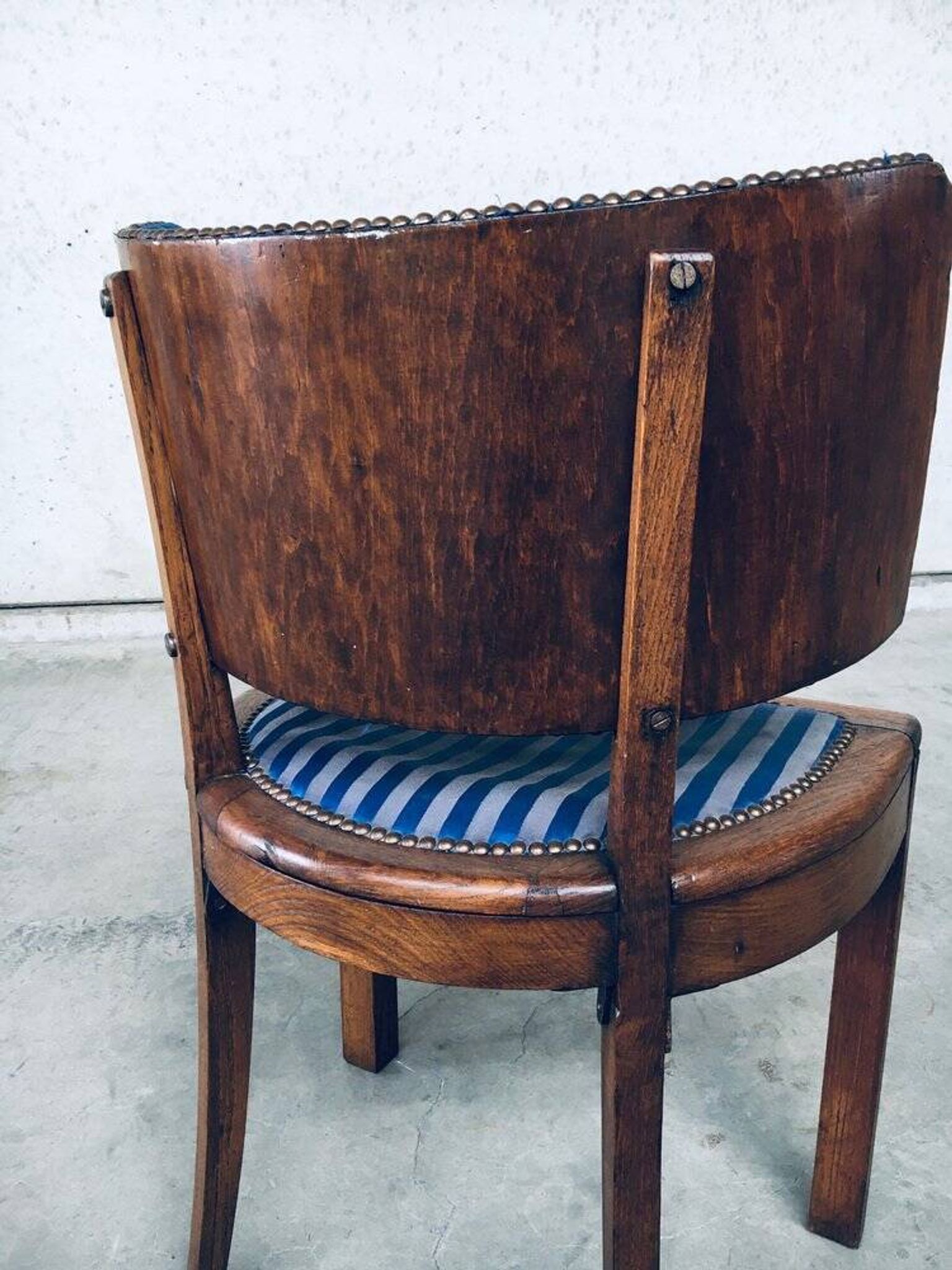 Set of Art Deco Curved Back Side Chairs, France, 1930s