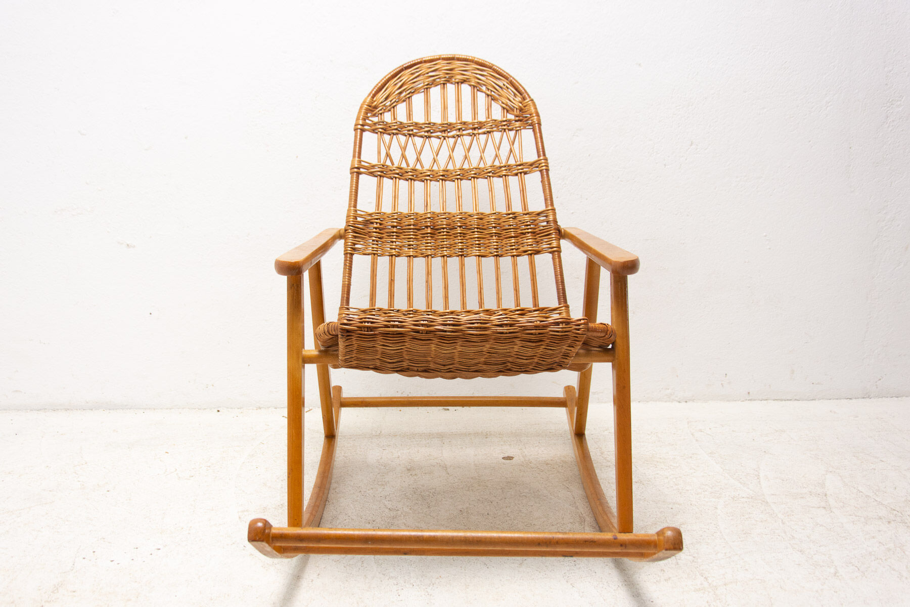 Mid-Century Wicker Rocking Chair, Czechoslovakia, 1970's