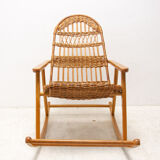 Mid-Century Wicker Rocking Chair, Czechoslovakia, 1970's