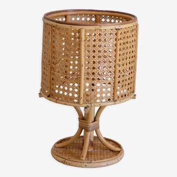 Rattan table lamp 50s piece signed