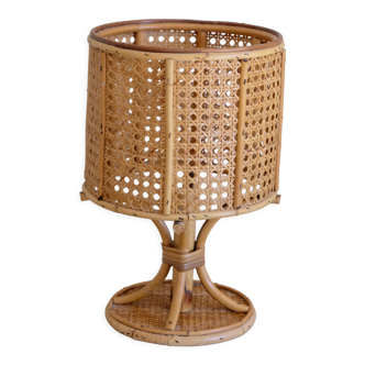 Lampe à poser en rotin années 50 pièce signée