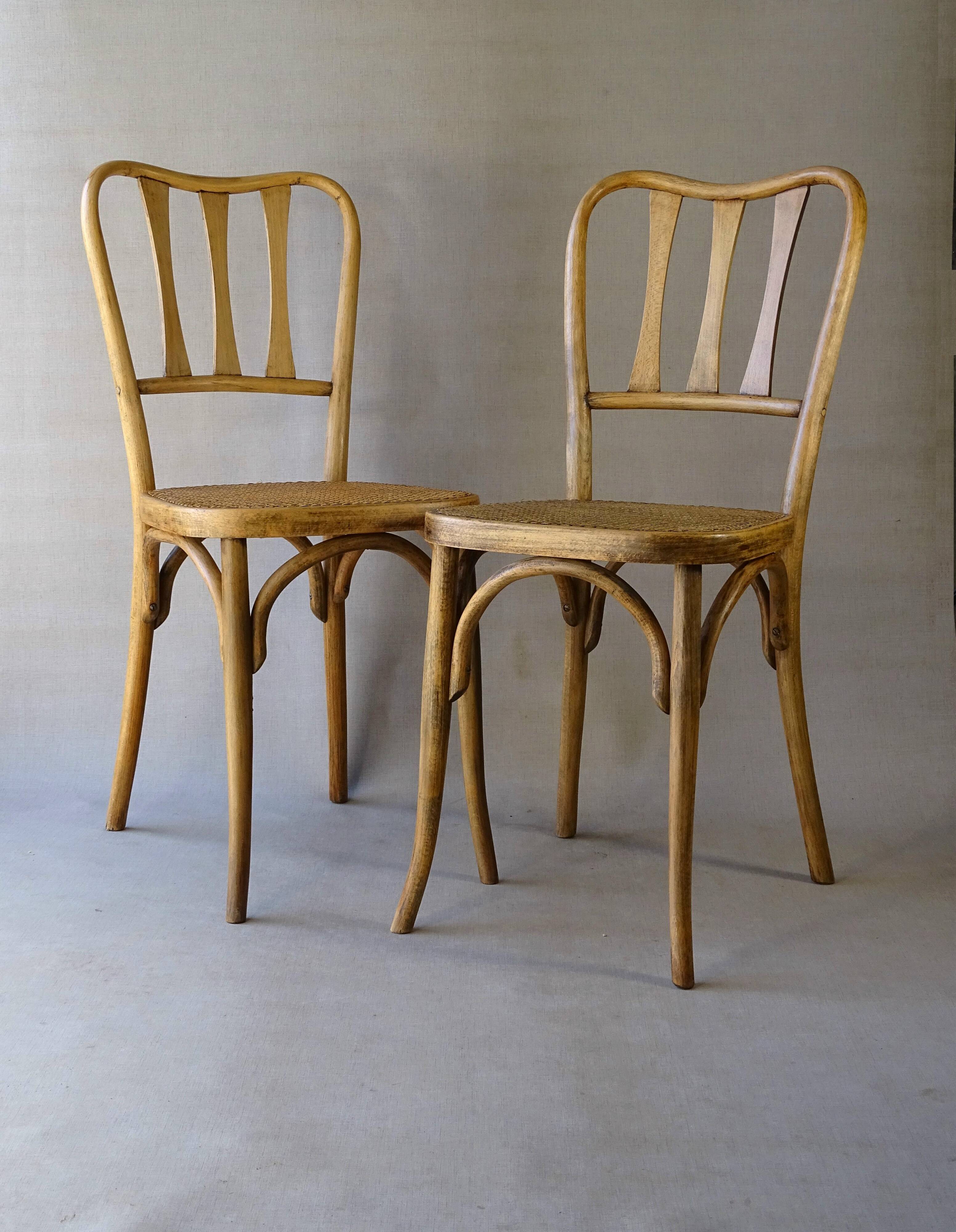 2 caned bistro chairs, Horgen Glarus (Switzerland), around 1925 - no Thonet.