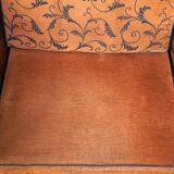 Luxurious 2.5-seater sheep leather sofa with fabric cushions in English style
