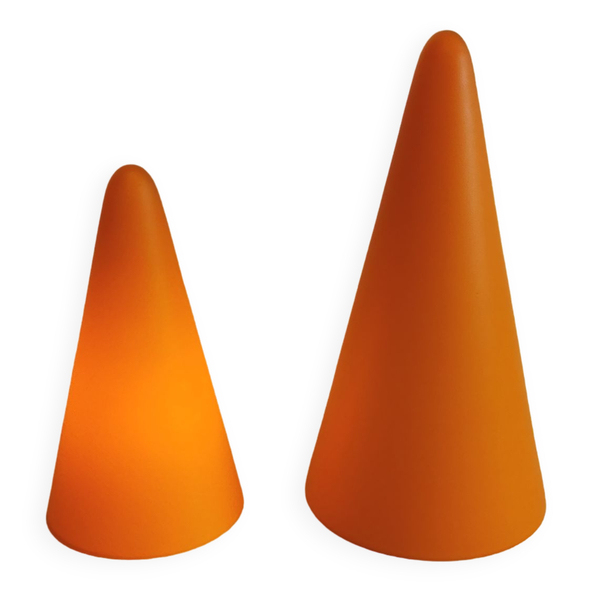 Table lamps, model Teepee, from the 80s in double-layer glass (orange and milky white)