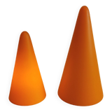 Table lamps, model Teepee, from the 80s in double-layer glass (orange and milky white)