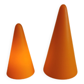 Table lamps, model Teepee, from the 80s in double-layer glass (orange and milky white)