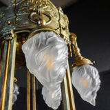 Antique high chandelier lamp gold-colored (brass) - circa 1890
