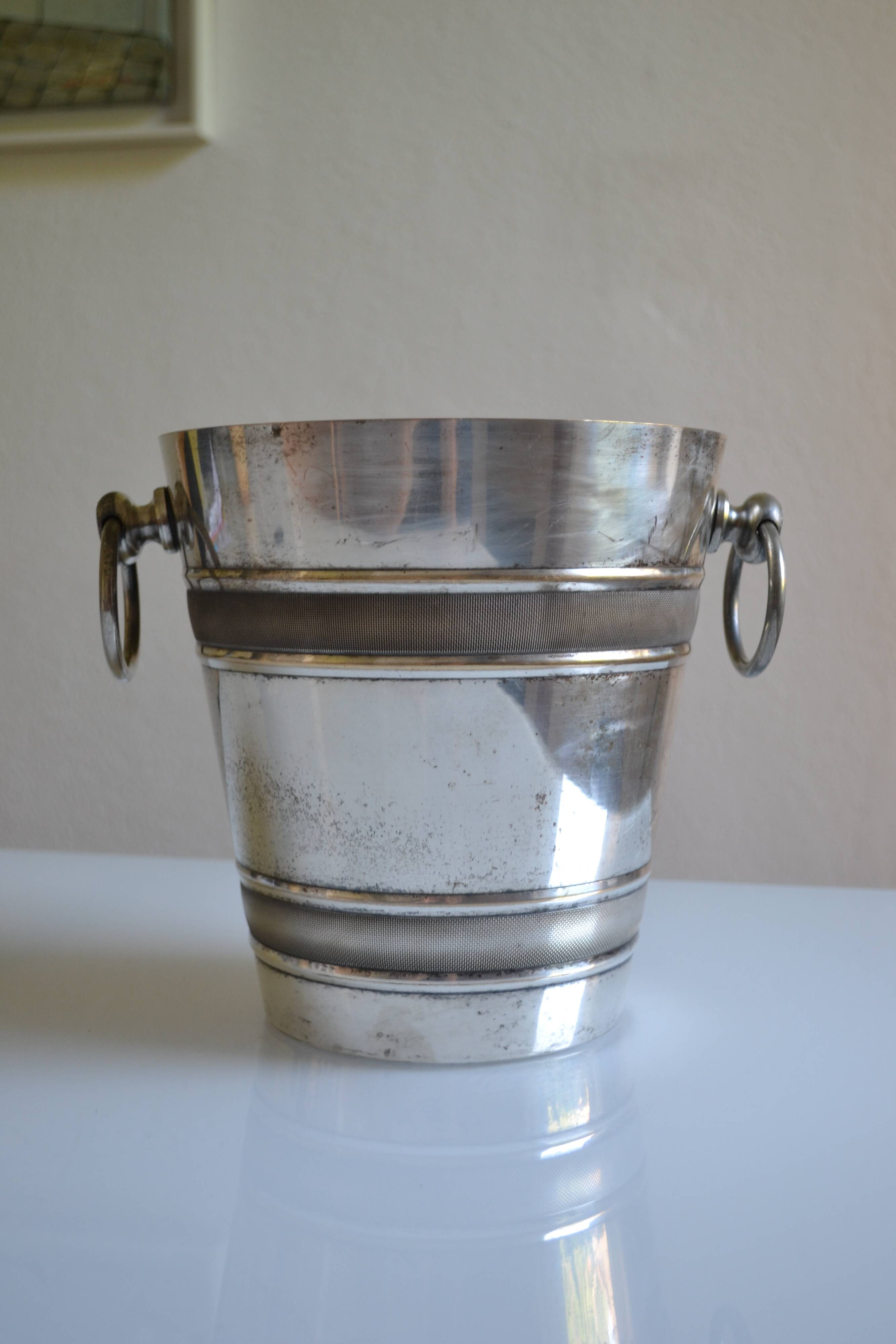 Silver-plated ice or champagne bucket with goldsmith's hallmark