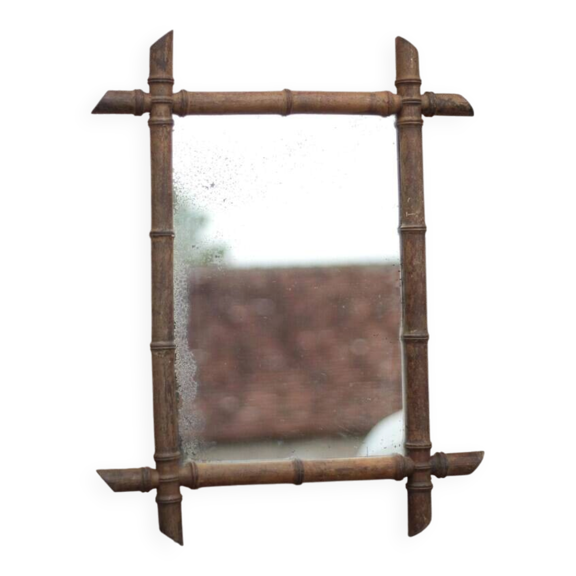 Wooden bamboo imitation mirror, antique mirror, hanging mirror, interior decor, mirror