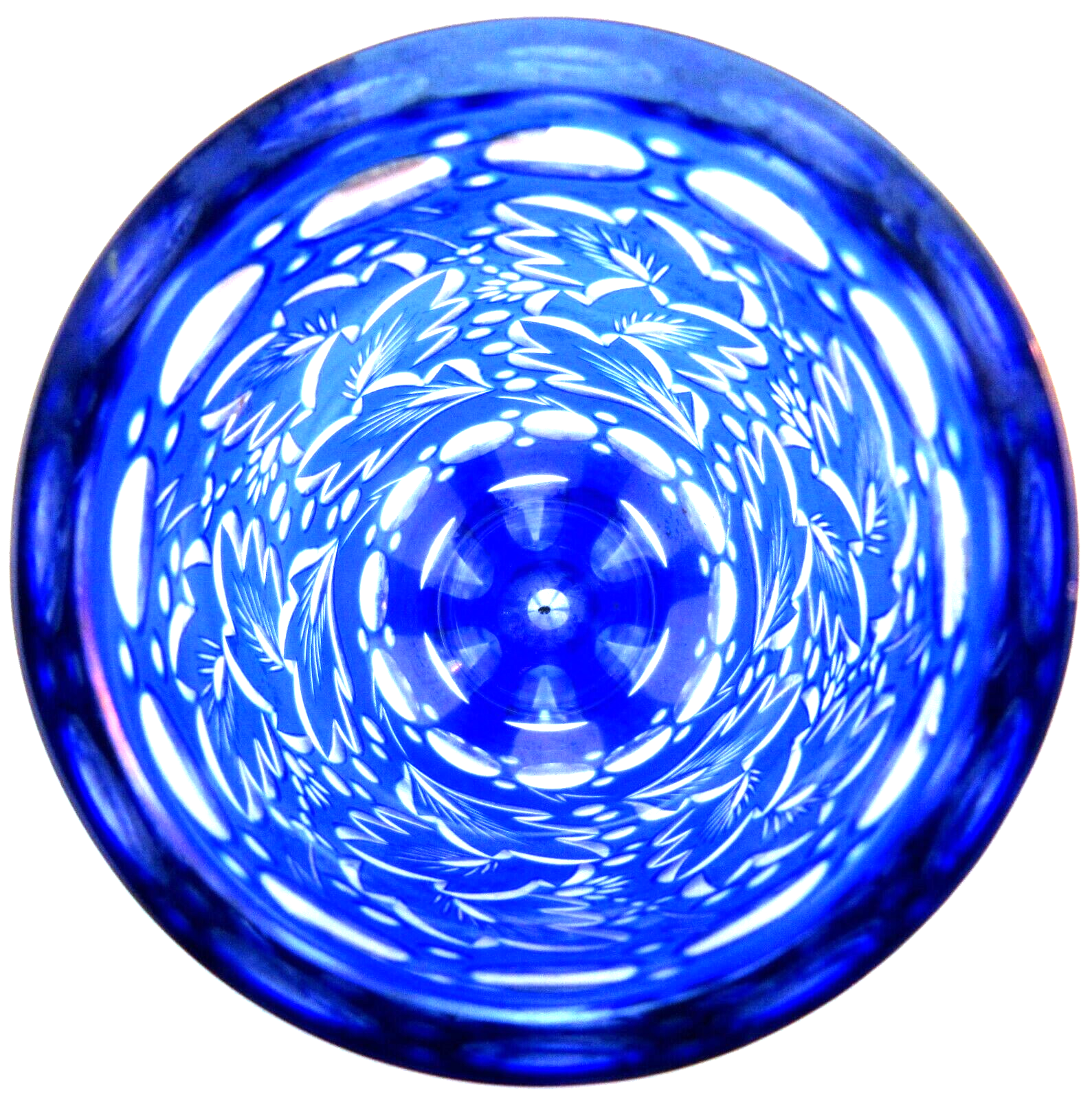 Blue and white Overlay crystal vase, chiseled and carved with Saint Louis foliage?