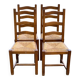 4 dining chairs made of solid wood with straw seats, farmhouse style, medium oak, 1960, 100cm.