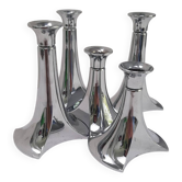 5 bougeoirs chromés modulaires WMF