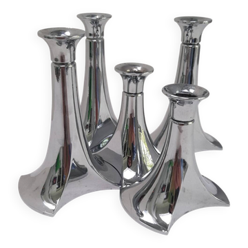 5 bougeoirs chromés modulaires WMF
