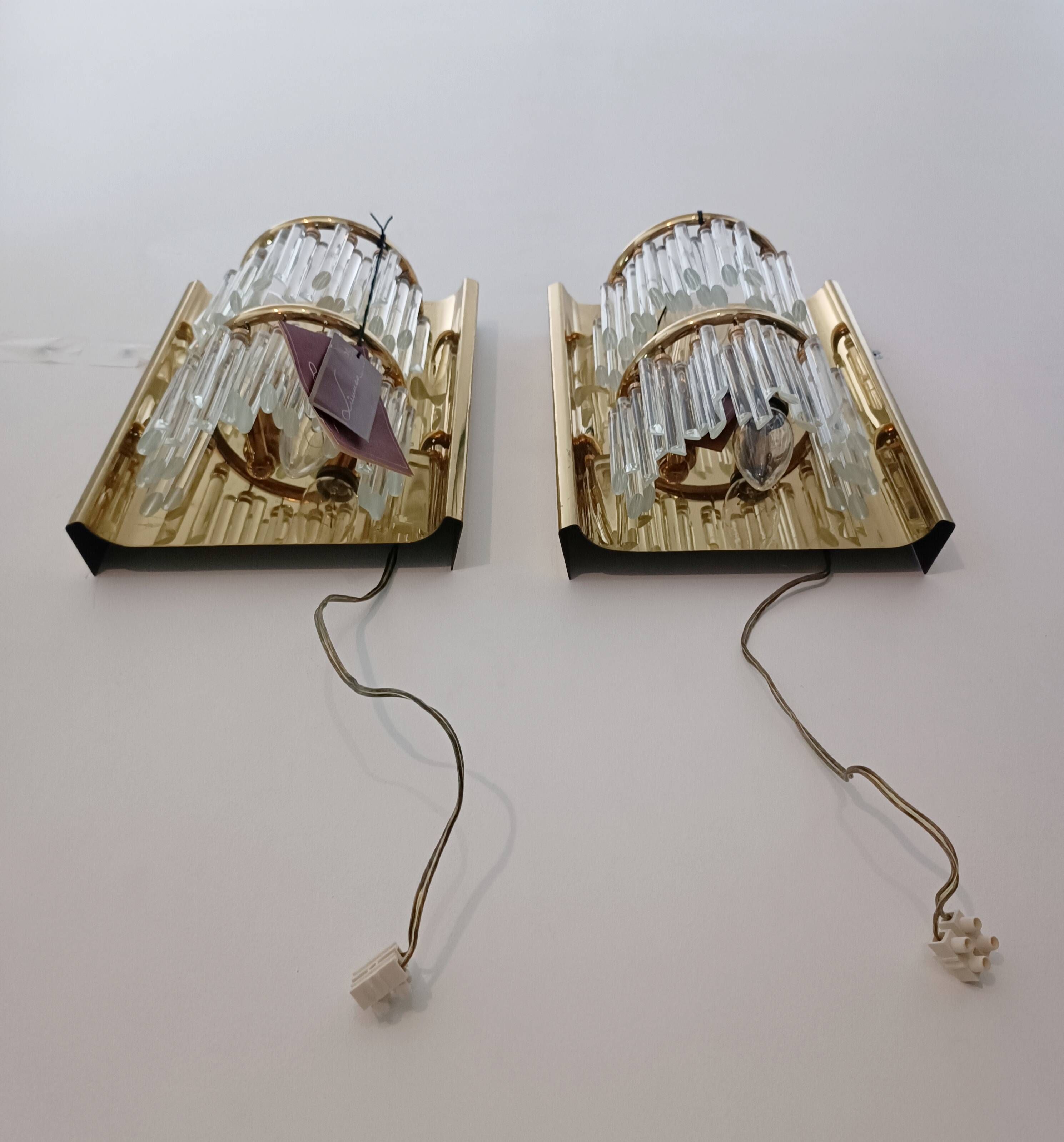 Pair of Murano glass wall lights by Lumica 1970s