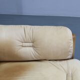 1960s Oak Scandinavian 3-Seater Sofa in Fine Leather Upholstery