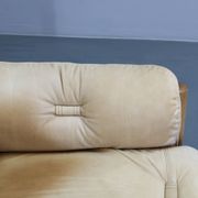 1960s Oak Scandinavian 3-Seater Sofa in Fine Leather Upholstery