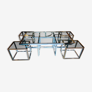 Vintage coffee table with 4 nesting tables