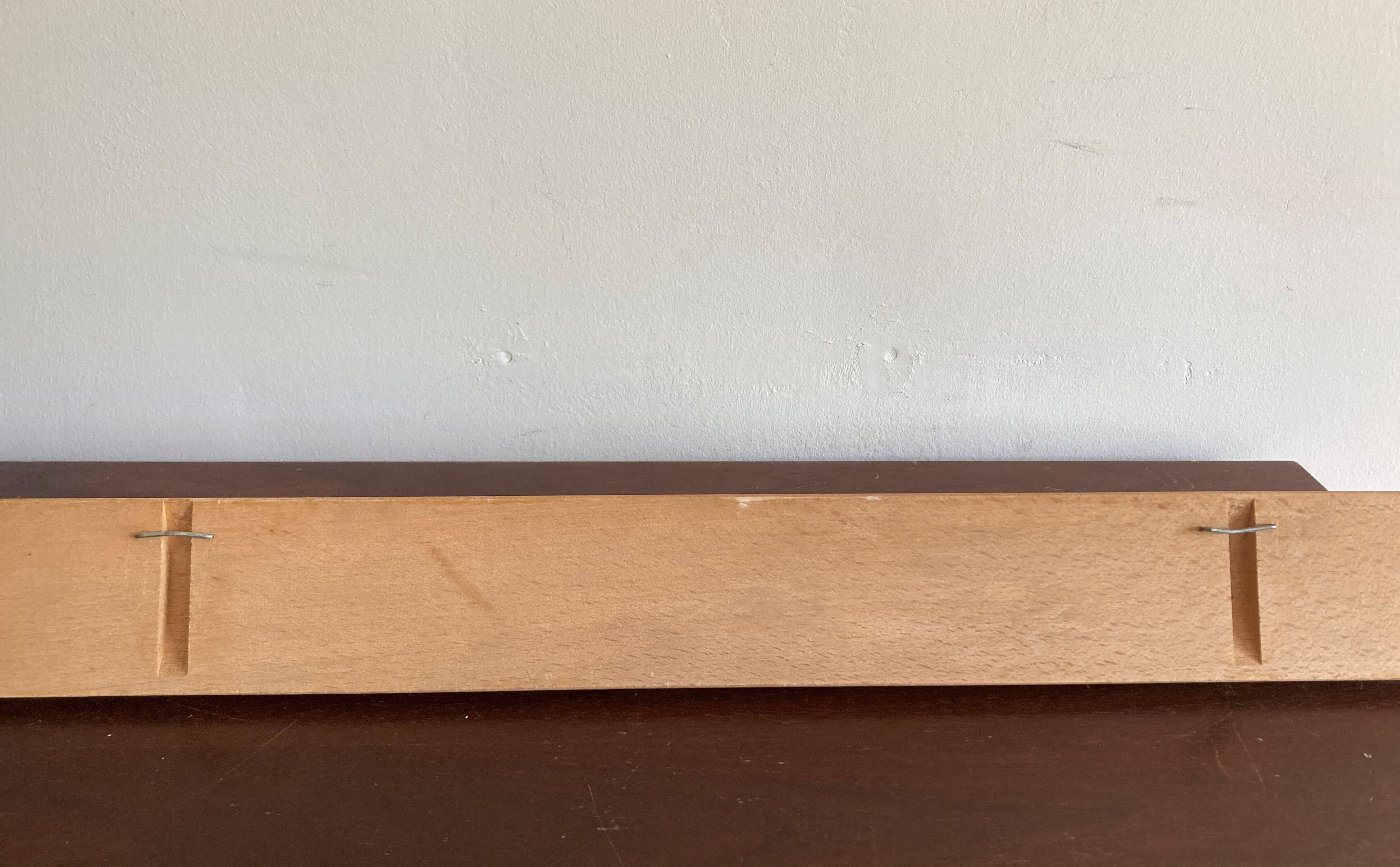 70s wall coat rack with brass hooks