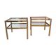 Pair of tables gilded chrome and smoked glass