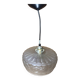 Old Transparent Molded Glass Pendant Lamp + Vintage Brass Support