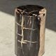 Small side table in black petrified wood with stripes and beige sides H28 D18.