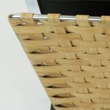 1970s vintage magazine rack newspaper holder chrome leather bamboo