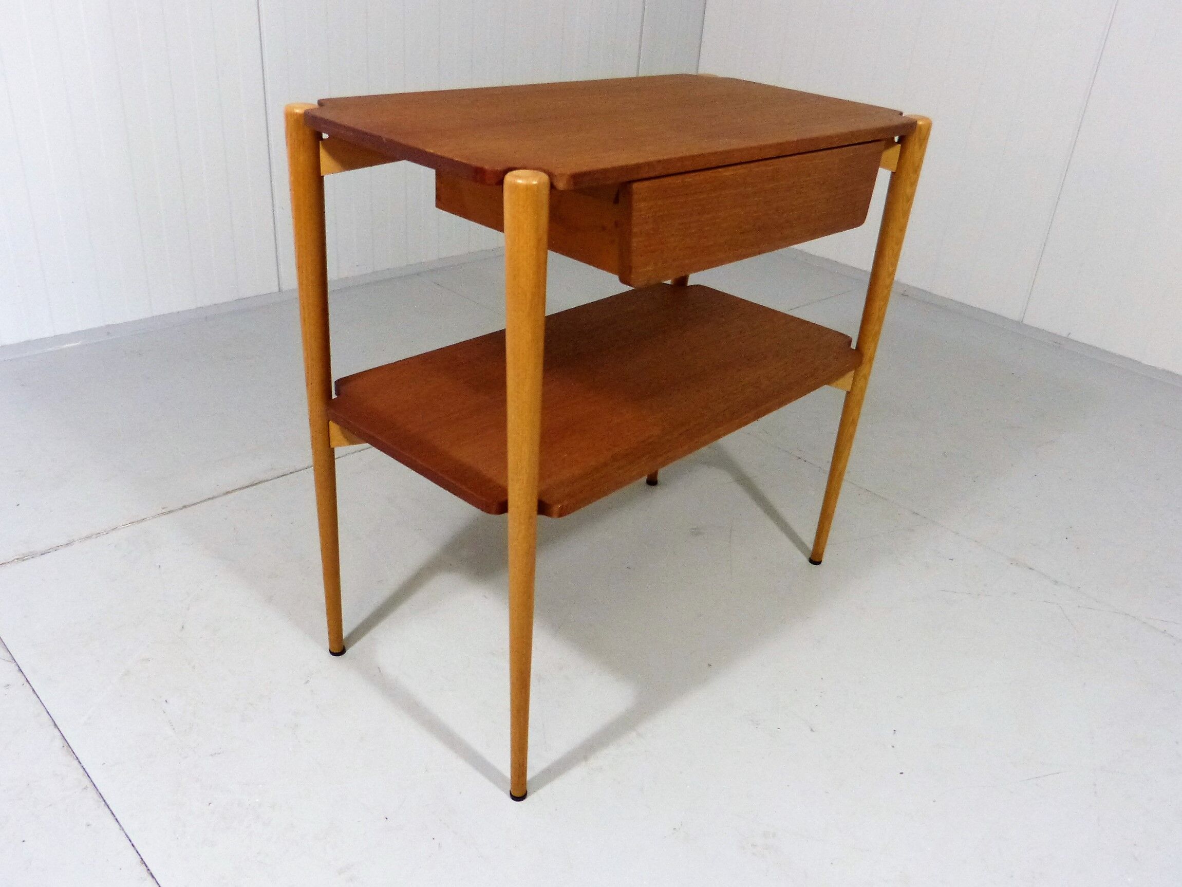 Vintage side console table teak & beech 1950’s
