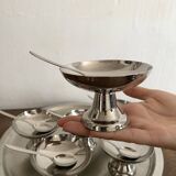 Stainless steel ice cream cup and tray set