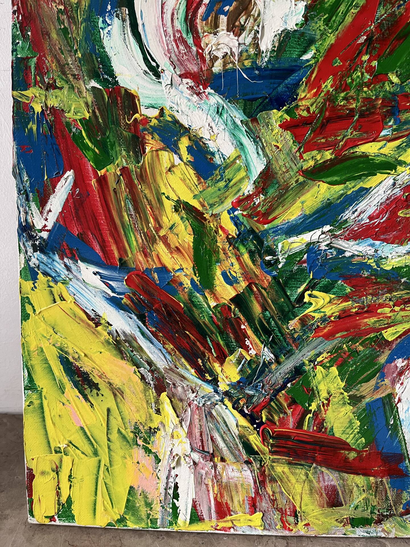 Jazzman playing the double bass, abstract, signed