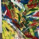 Jazzman playing the double bass, abstract, signed