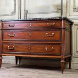 Louis XVI style mahogany commode in three colors, 18th century