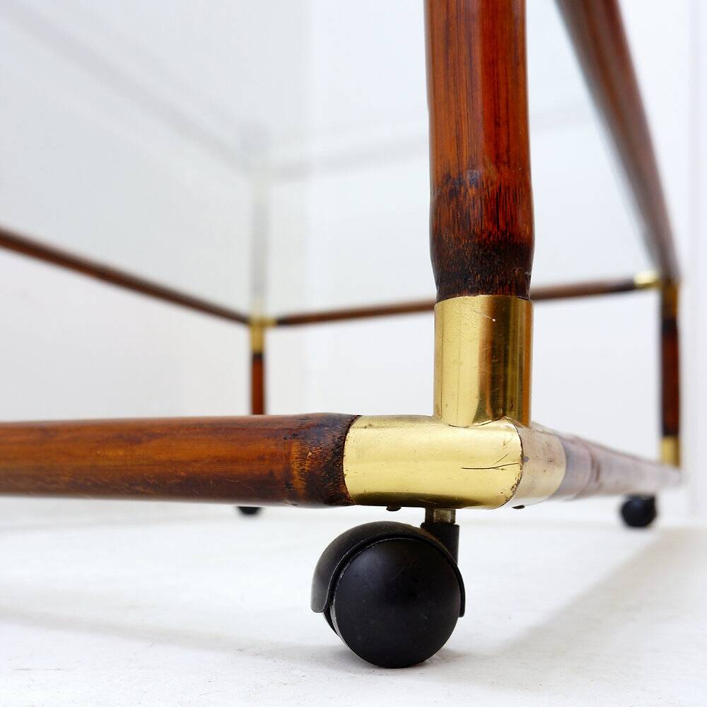 Bamboo and brass coffee table with glass top, 1960s.