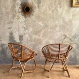 Paire de fauteuils en rotin