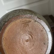 Old Vase Pot ATELIER ART LABREC Glazed Stoneware Green Brown France Pottery
