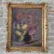 Old Oil on Canvas Painting - Still Life with Bouquet Signed M. G.