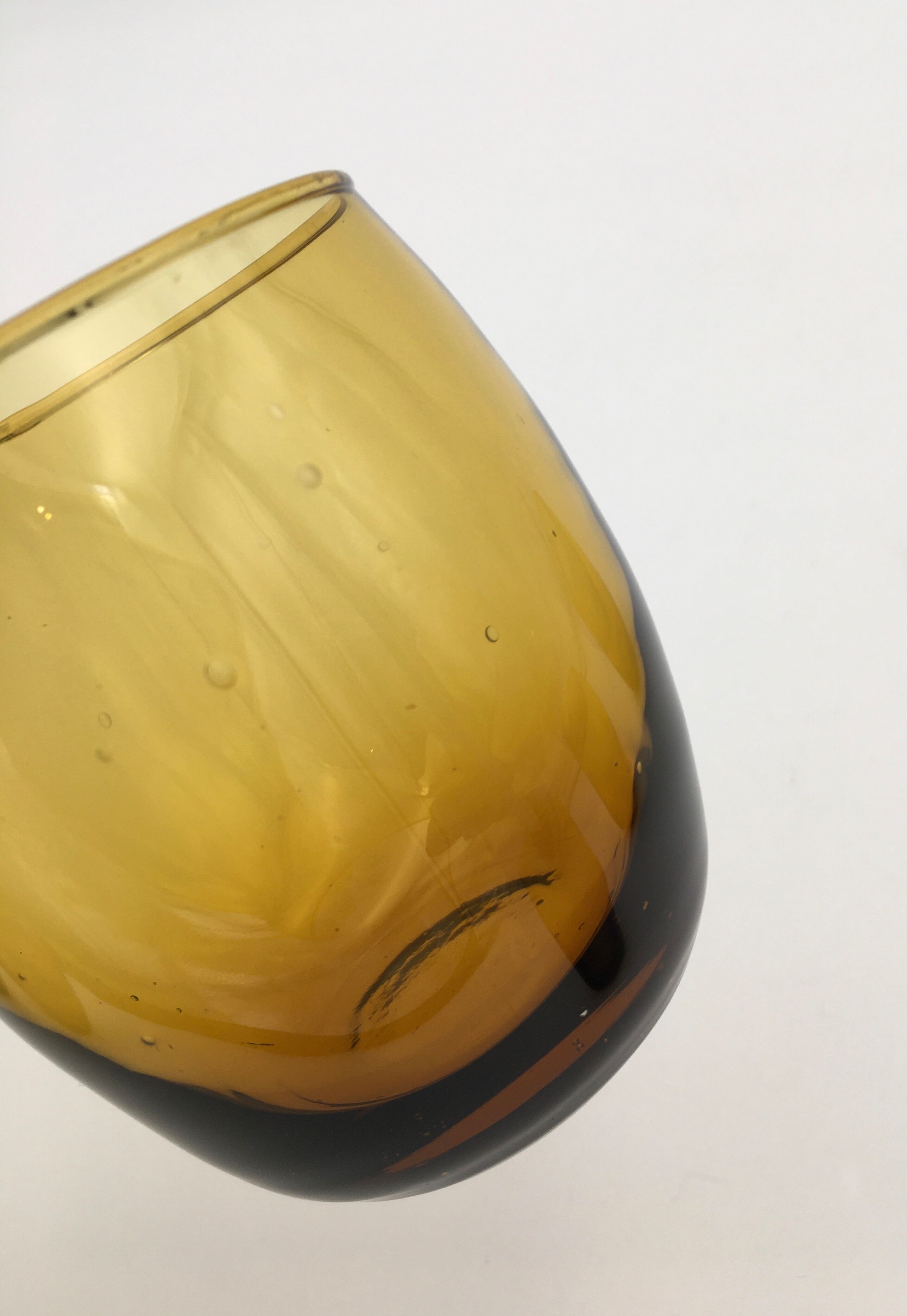 Vintage amber glass orangeade service, 1970
