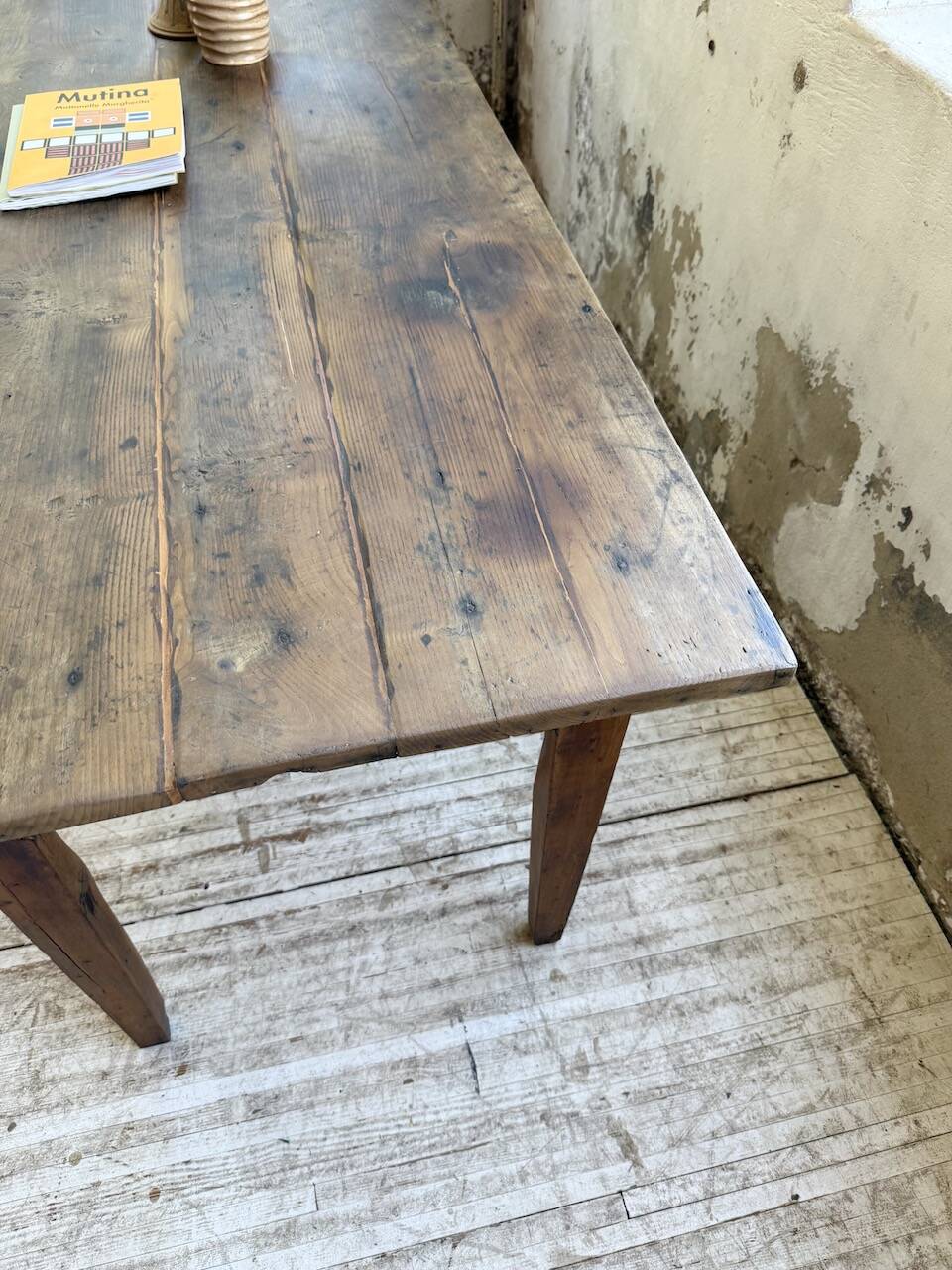 1950s oak farmhouse table with spindle legs