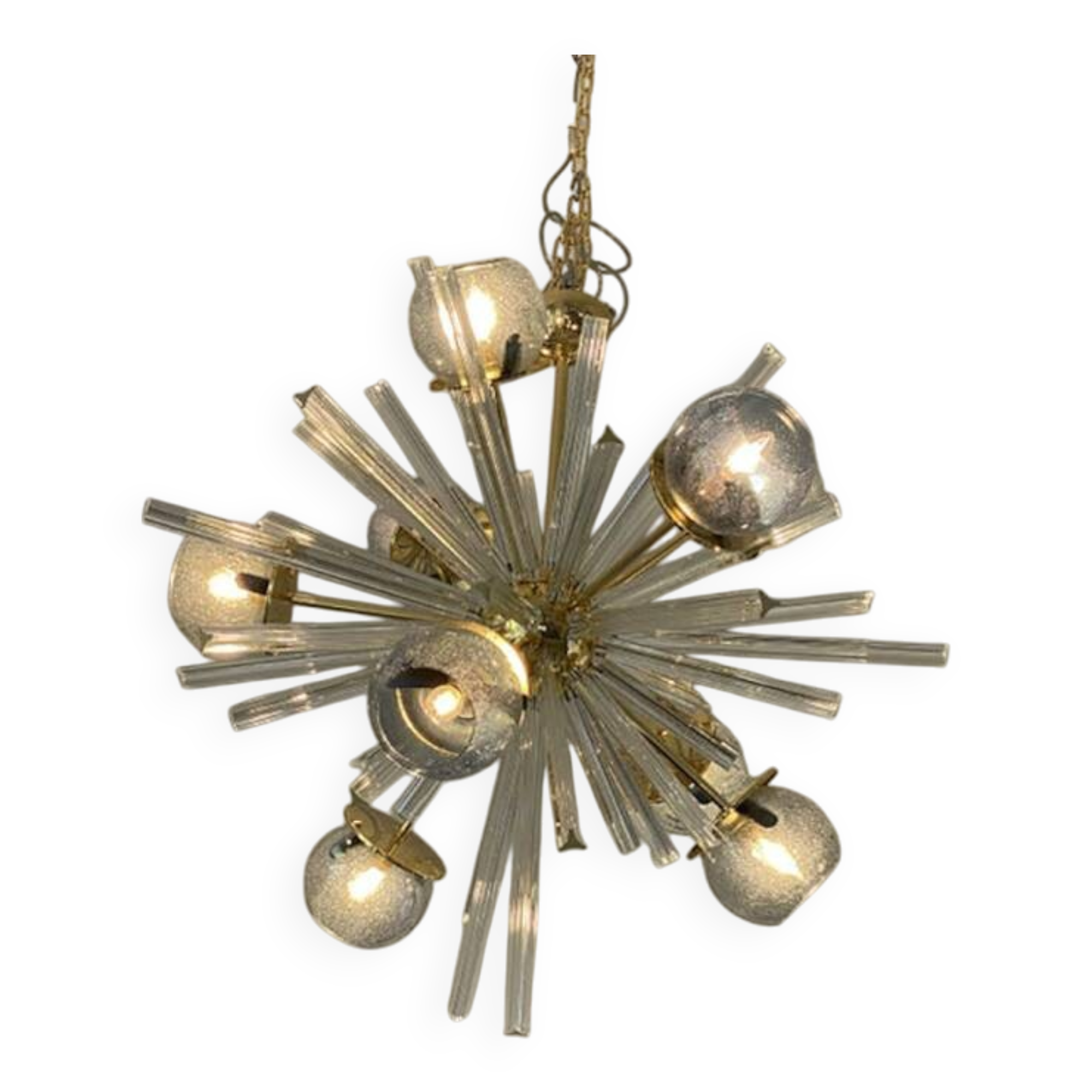 Contemporary Mid-Century Modern Style Sputnik Blue Murano Glass Chandelier