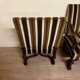 Large pair of Louis XIV style armchairs in walnut